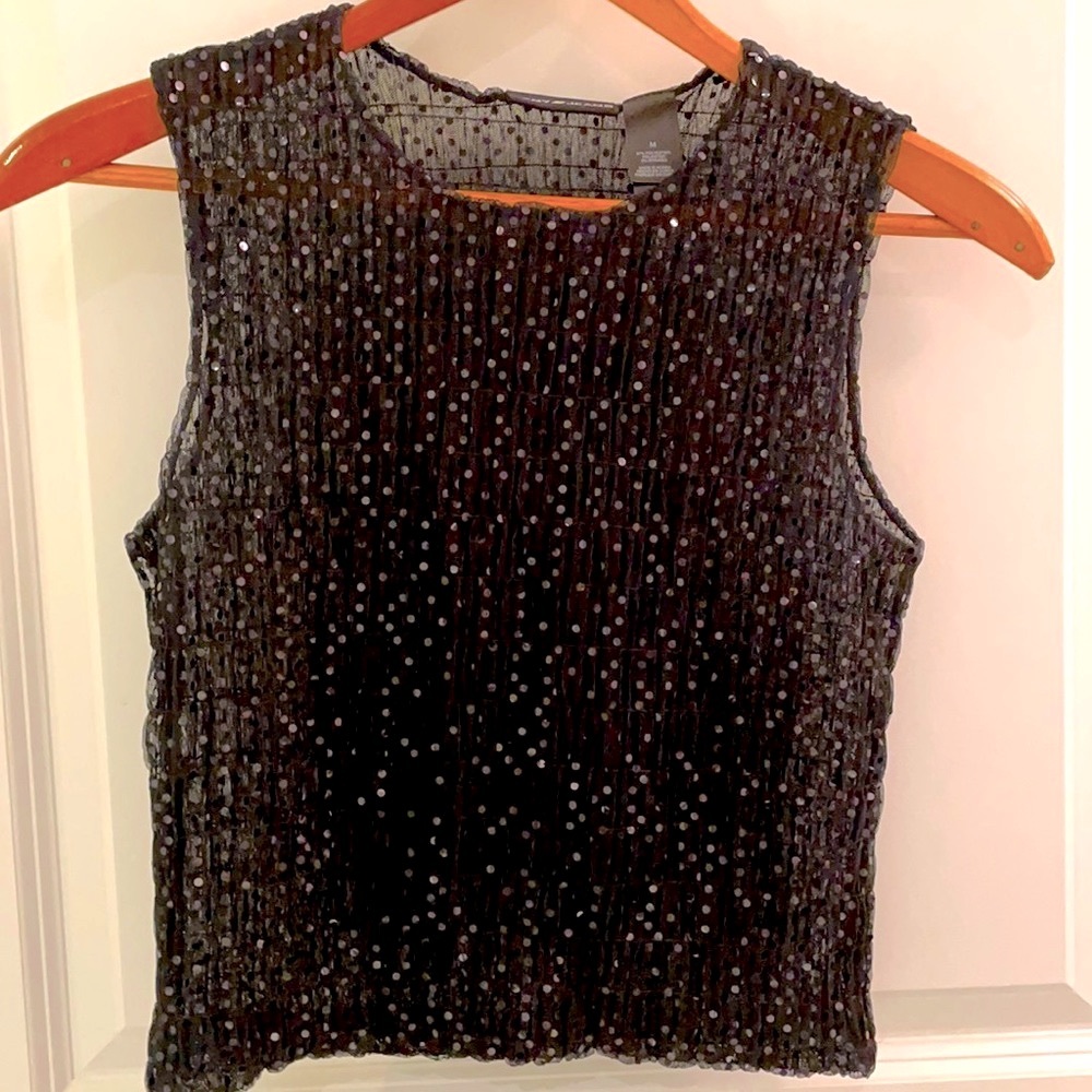 DKNY JEANS shirred sequin top